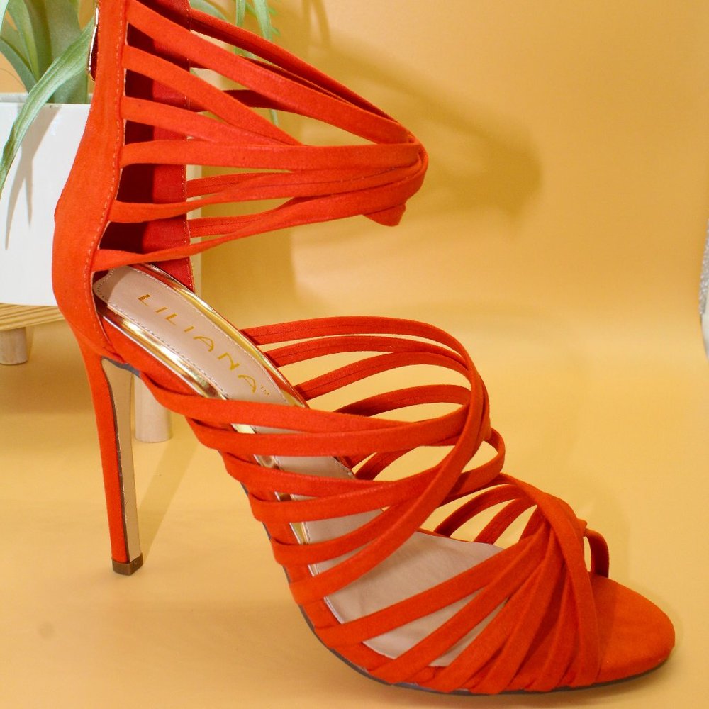 Sexy Orange Open Toe High Heel Stilettos  US 8.5